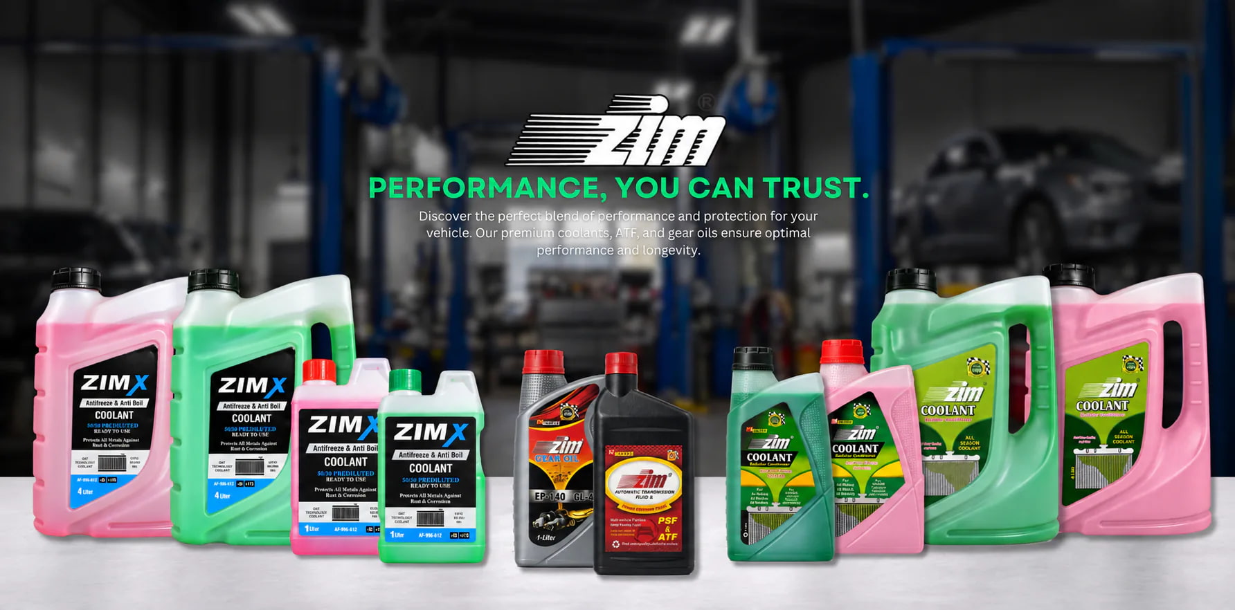 ZIM Automotive Care: coolants, automatic transmission fluid and gear oil. Performance you can trust.